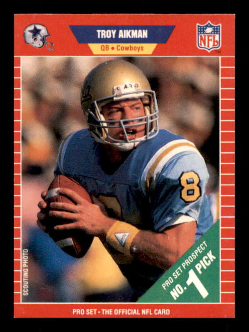 Troy Aikman Rookie Card 1989 Pro Set #490 Image 1