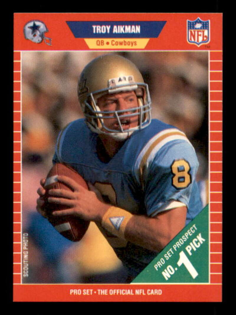 Troy Aikman Rookie Card 1989 Pro Set #490 Image 1