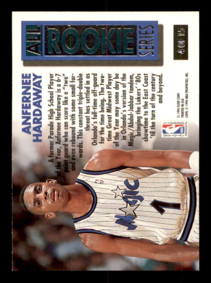Anfernee Hardaway Card 1993-94 Ultra All-Rookie Series #4 Image 2