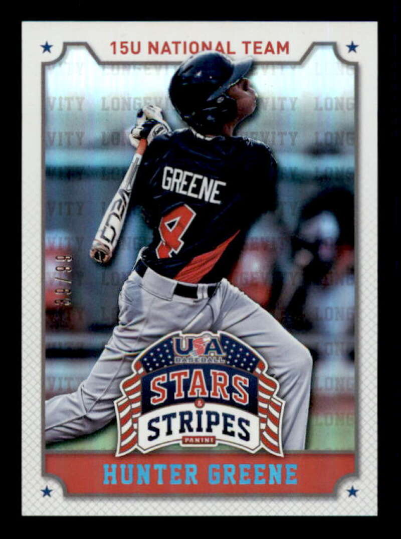 Hunter Greene Card 2015 USA Baseball Stars and Stripes Longevity Holofoil #43 Image 1
