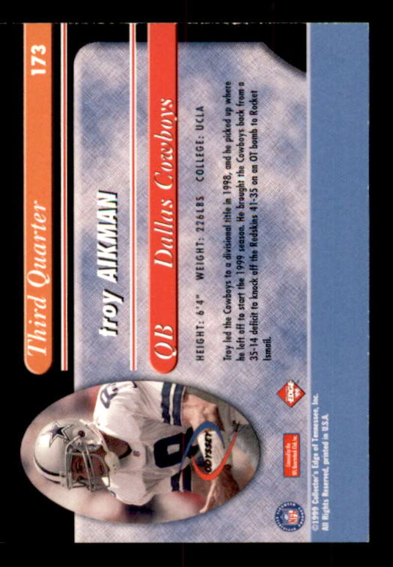 Troy Aikman 3Q Card 1999 Collector's Edge Odyssey #173 Image 2