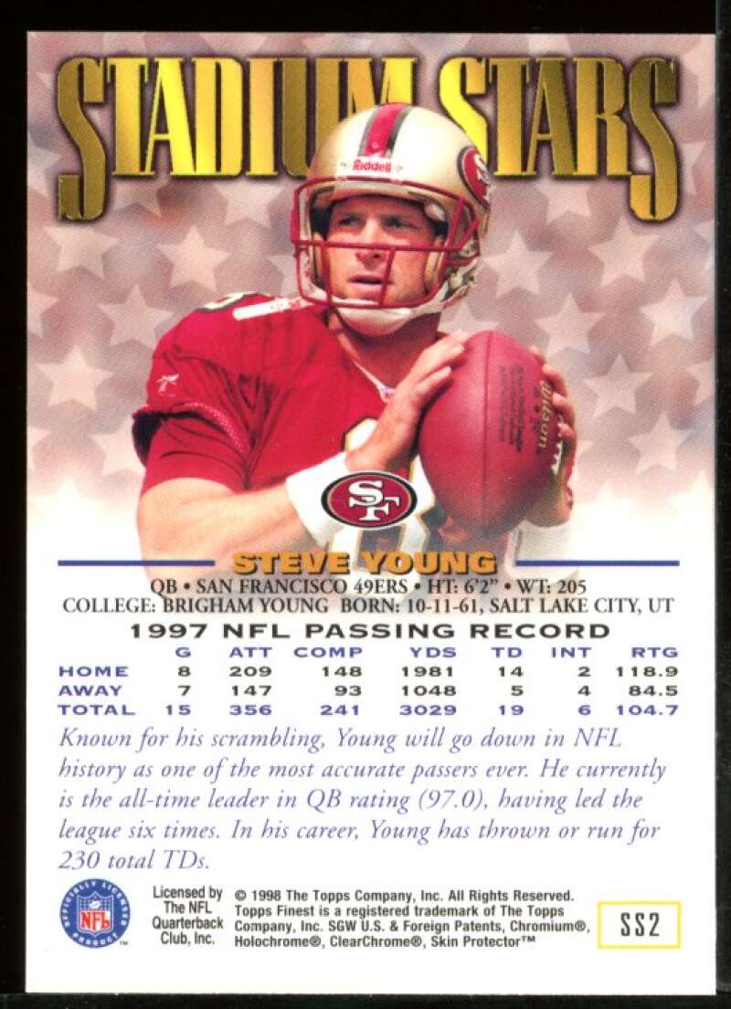 Steve Young Card 1998 Finest Stadium Stars #S2 Image 2