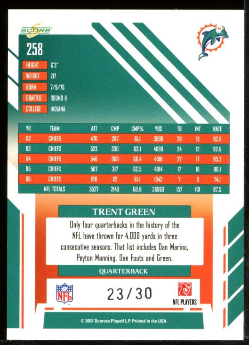 Trent Green Card 2007 Select Red Zone #258 Image 2