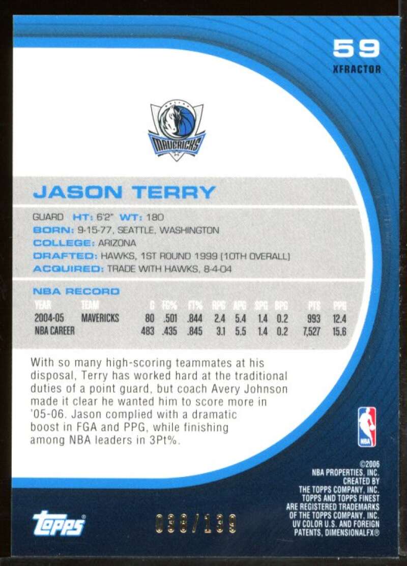 Jason Terry Card 2005-06 Finest X-Fractors Red #59 Image 2