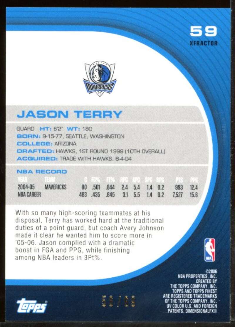 Jason Terry Card 2005-06 Finest X-Fractors Green #59 Image 2