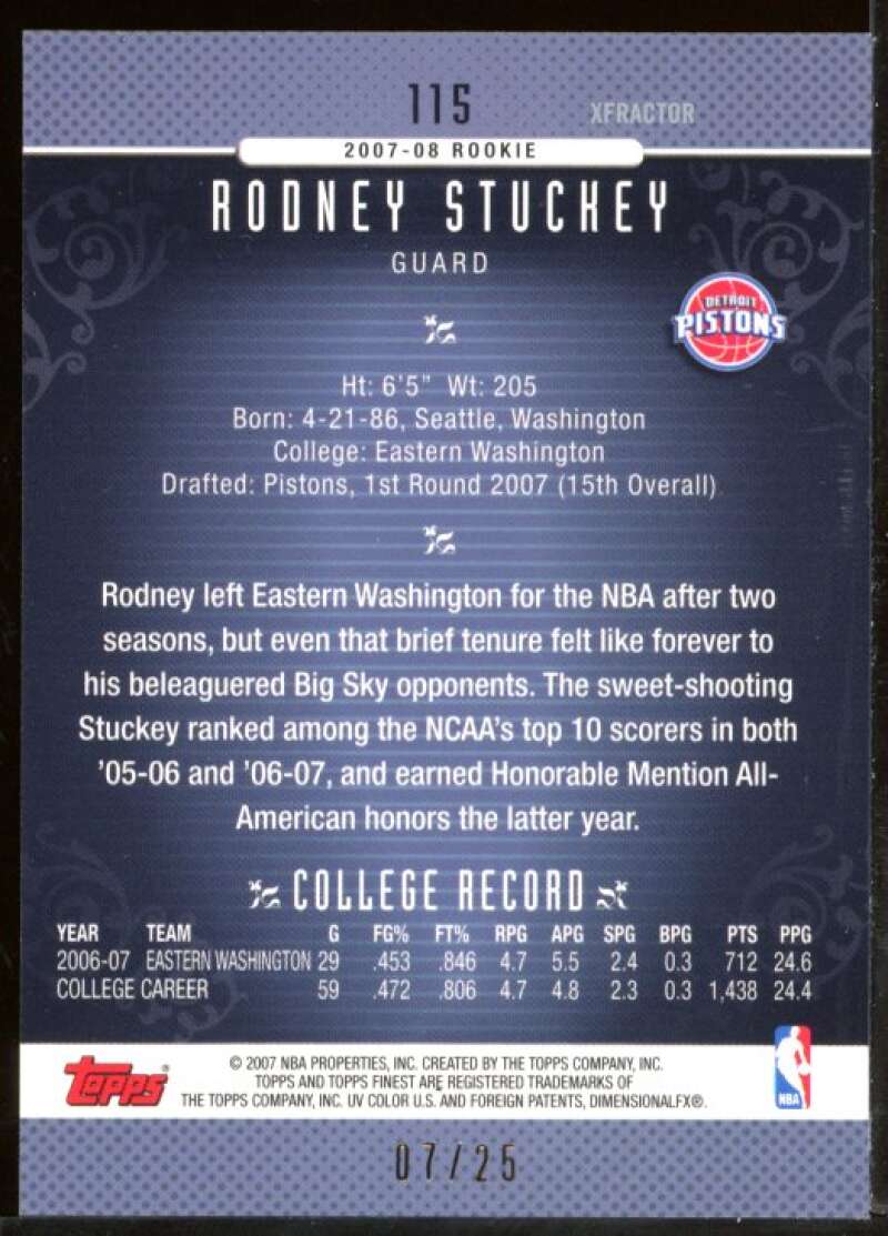 Rodney Stuckey Rookie Card 2006-07 Finest X-Fractors #115 Image 2