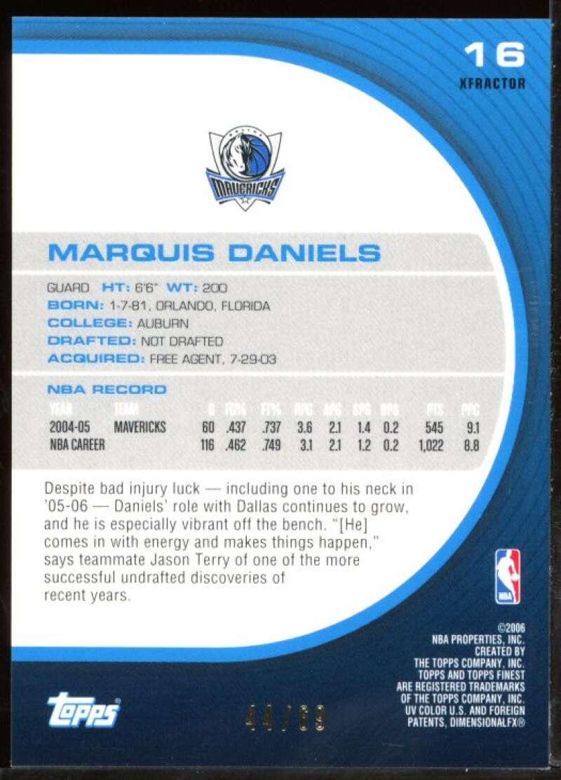 Marquis Daniels Card 2005-06 Finest X-Fractors Green #16 Image 2