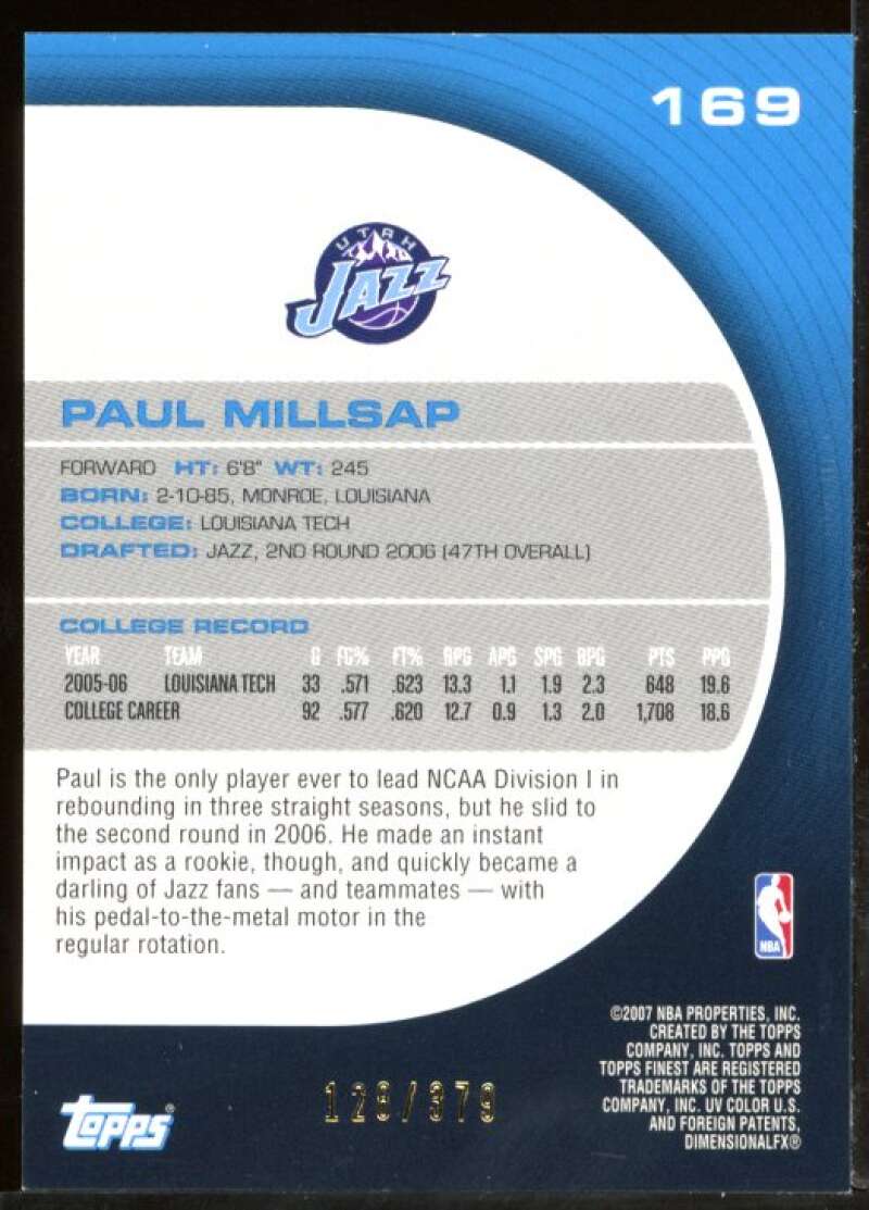 Paul Millsap Rookie Card 2005-06 Finest #169 Image 2