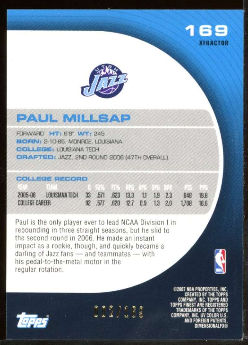 Paul Millsap Rookie Card 2005-06 Finest Refractors Red #169 Image 2