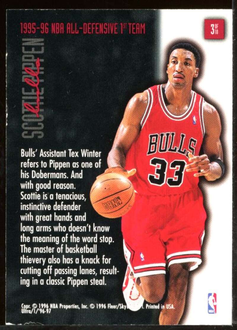 Scottie Pippen Card 1996-97 Ultra Full Court Trap Gold #3 Image 2