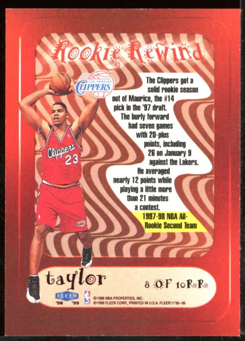 Maurice Taylor Card 1998-99 Fleer Rookie Rewind #8 Image 2