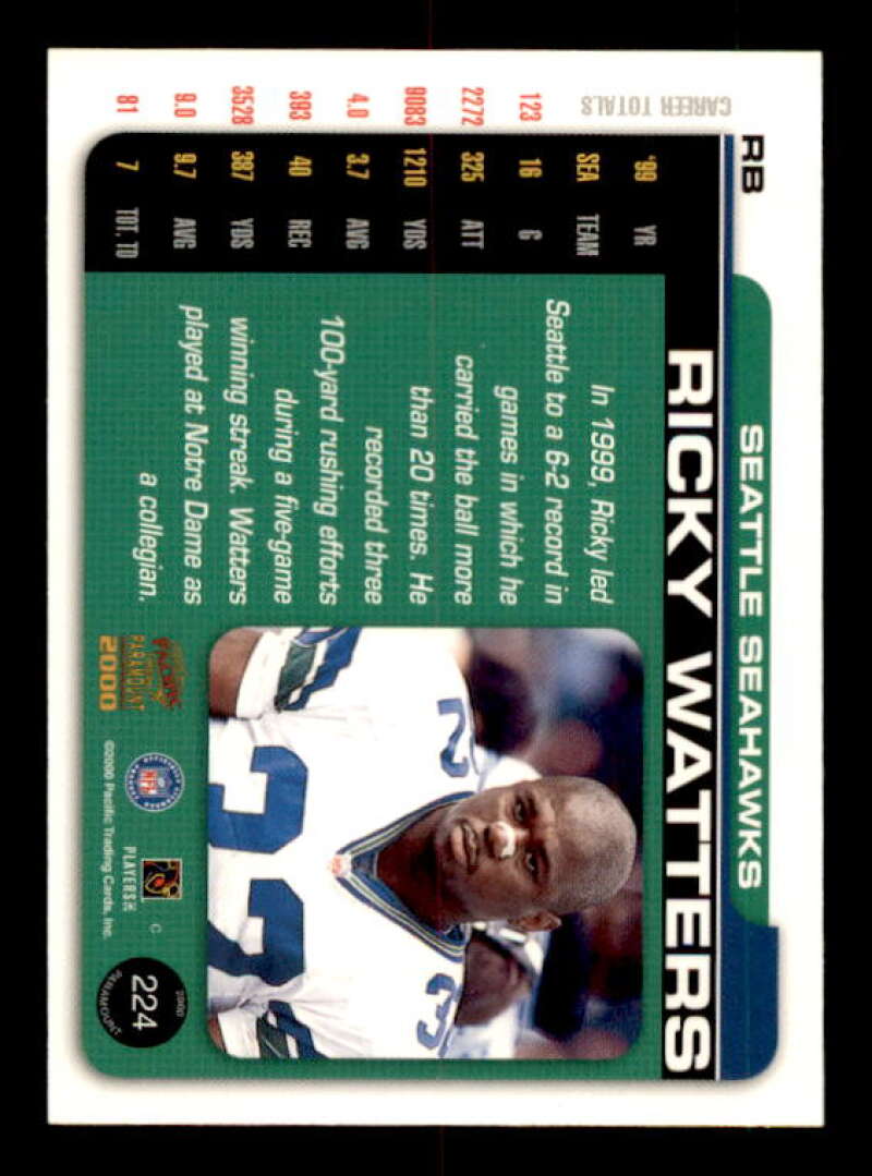 Ricky Watters Card 2000 Paramount HoloSilver #224 Image 2