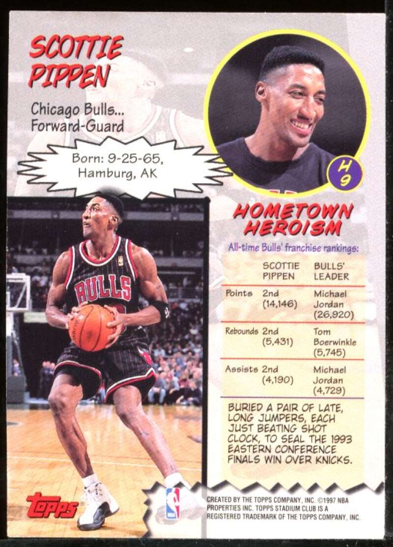 Scottie Pippen Card 1997-98 Stadium Club Hardcourt Heroics #H9 Image 2
