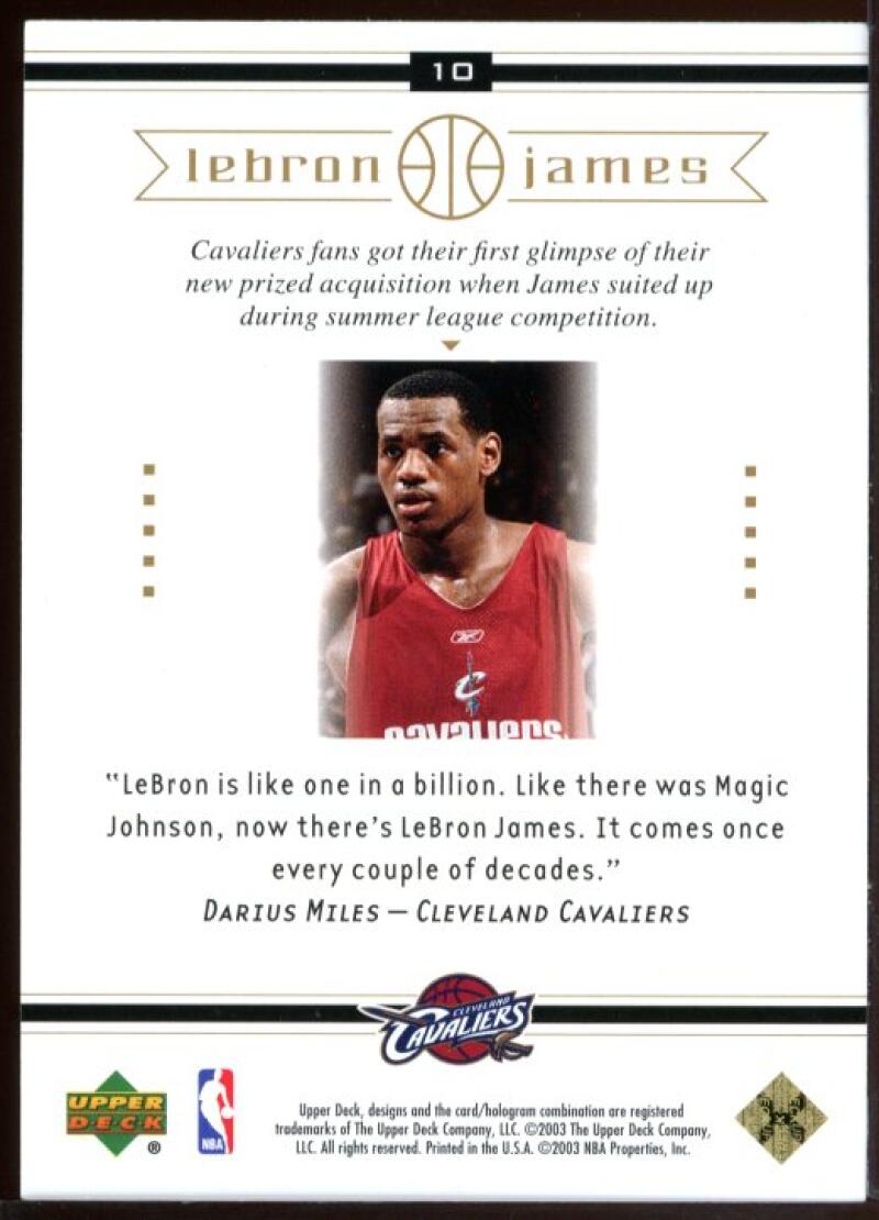 2003 Upper Deck #10 One in a Billion Lebron James Cavaliers NBA Rookie Card Image 2