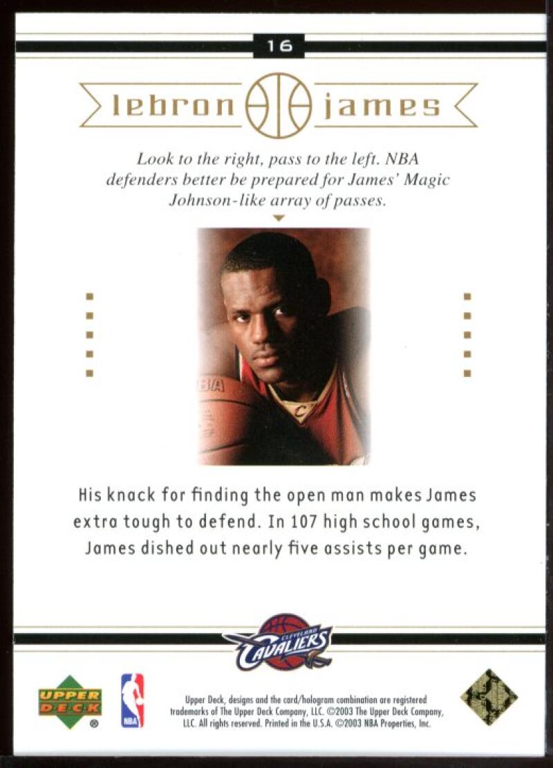 2003 Upper Deck #16 The Magic Touch Lebron James Cavaliers NBA Rookie Card Image 2