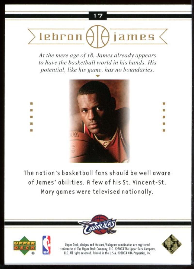 2003 Upper Deck #17 On the Air Lebron James Cavaliers NBA Rookie Card Image 2