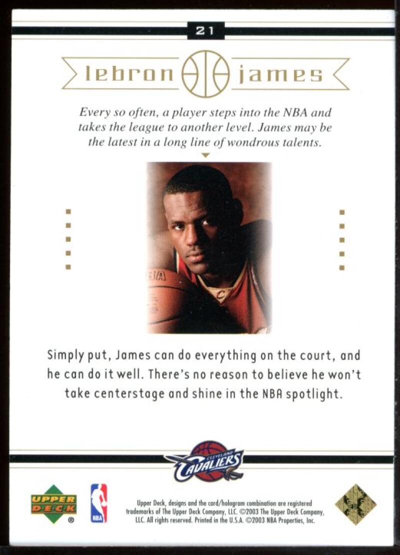 2003 Upper Deck #21 Leading Role Lebron James Cavaliers NBA Rookie Card Image 2