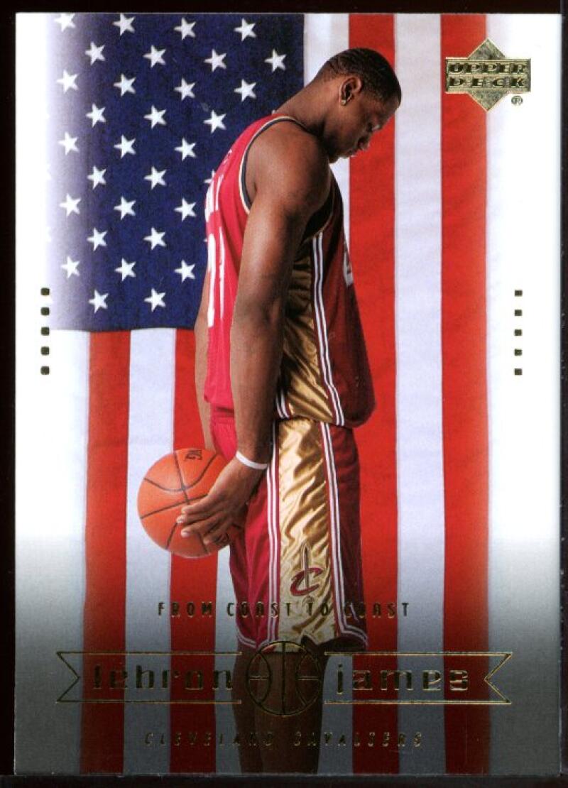 2003 Upper Deck #23 From Coast to Coast USA Flag NBA Lebron James Rookie Card Image 1