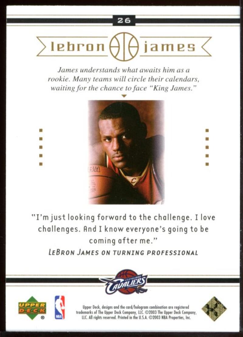 2003 Upper Deck #26 Challenging Times Lebron James Cavaliers NBA Rookie Card Image 2