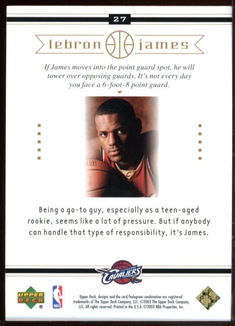 2003 Upper Deck #27 Tall Task Lebron James Cavaliers NBA Rookie Card Image 2