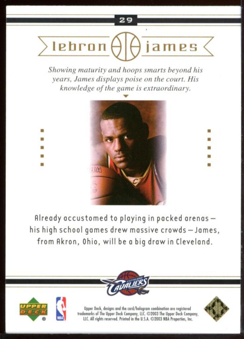 2003 Upper Deck #29 Full House Lebron James Cavaliers NBA Rookie Card Image 2