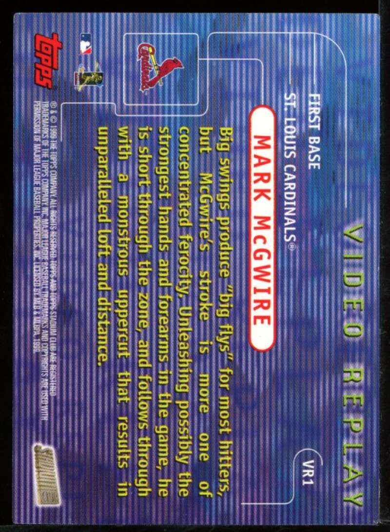 Mark McGwire Card 1999 Stadium Club Video Replay #VR1 Image 2