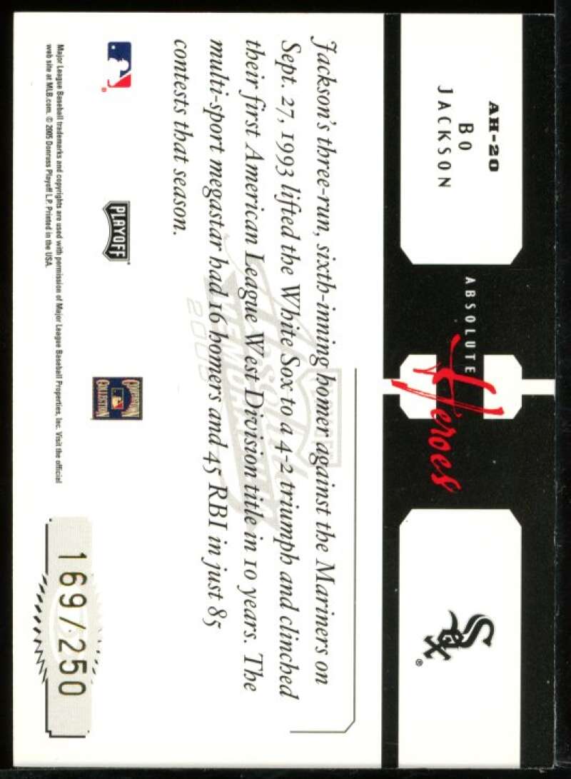 Bo Jackson Card 2005 Absolute Memorabilia Heroes #AH20 Image 2