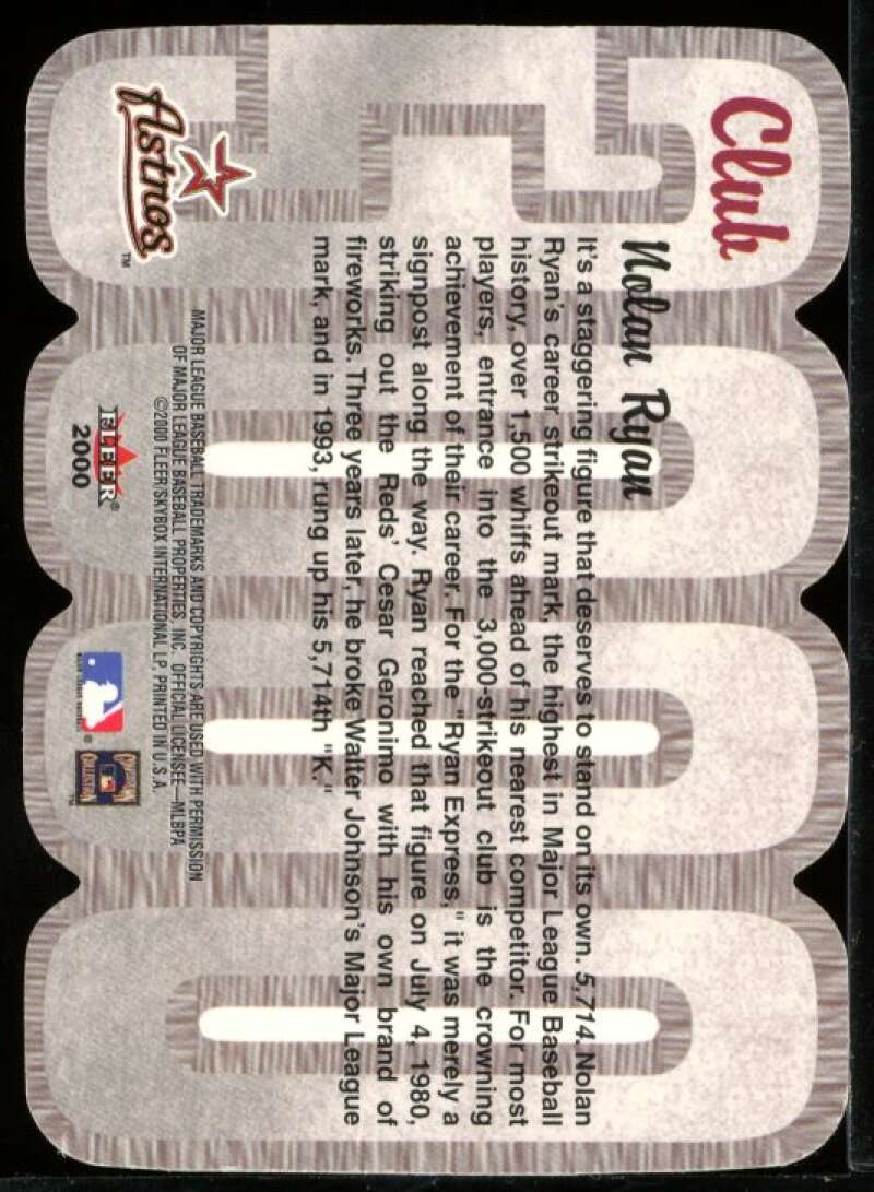 Nolan Ryan SHOW Card 2000 Fleer Club 3000 #NR Image 2