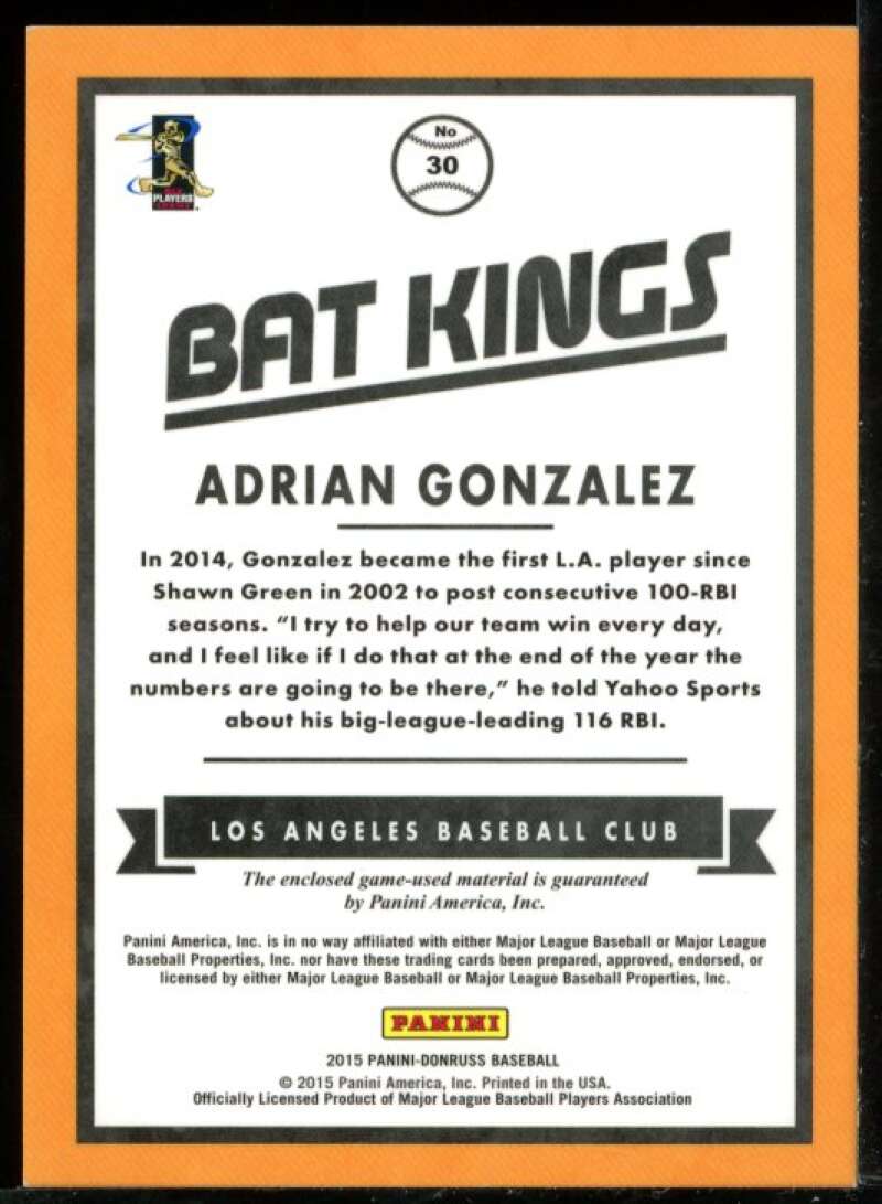 Adrian Gonzalez Card 2015 Donruss Bat Kings Studio Series #30 Image 2