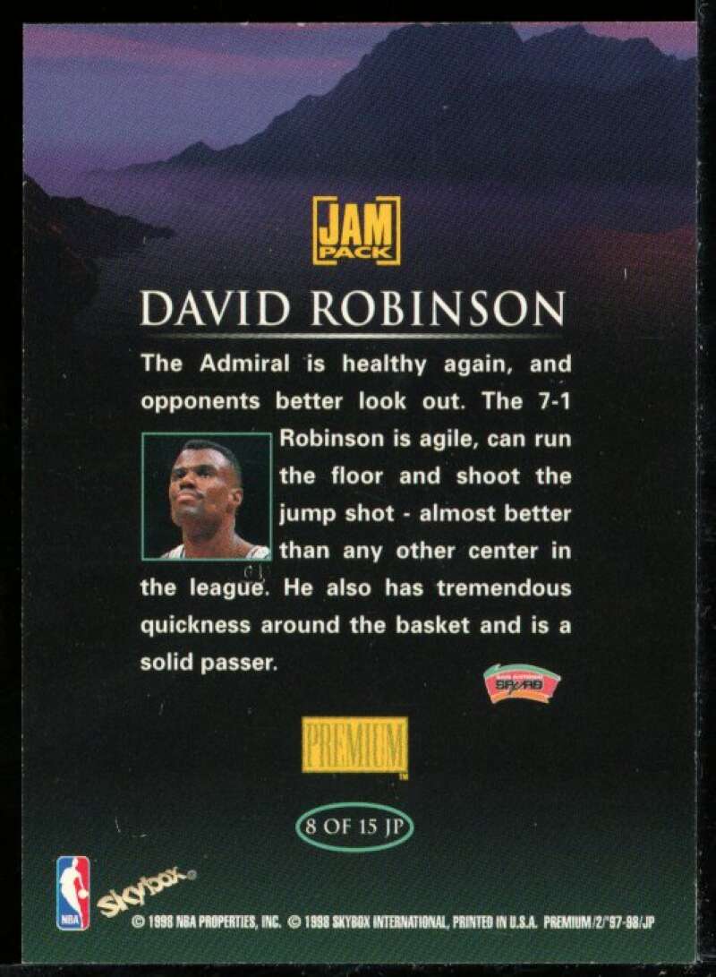 David Robinson Card 1997-98 SkyBox Premium Jam Pack #JP8 Image 2