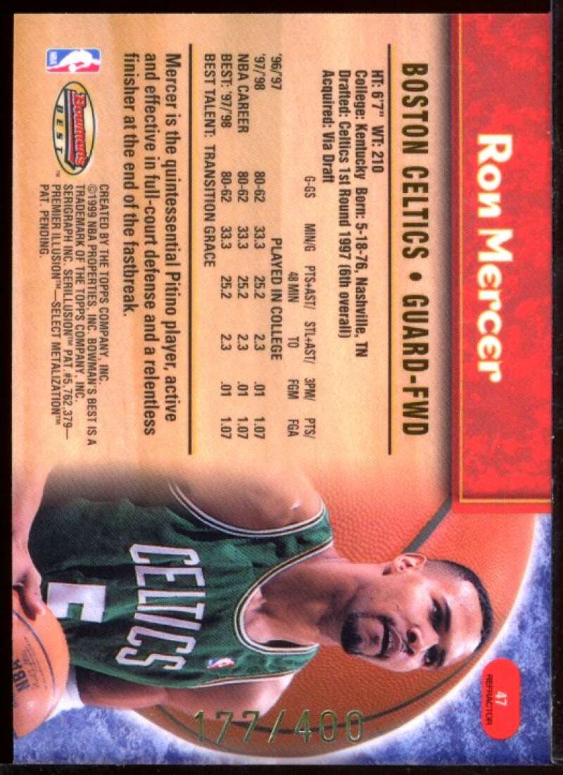 Ron Mercer Card 1998-99 Bowman's Best Refractors #47 Image 2