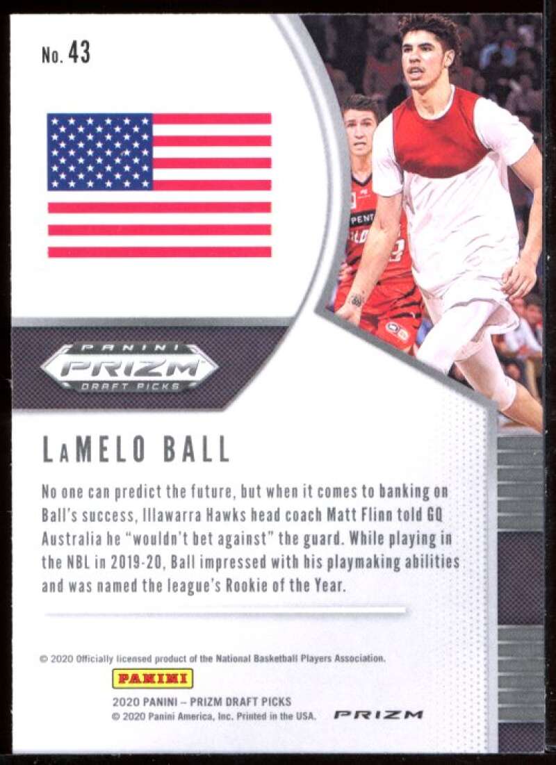 LaMelo Ball Rookie Card 2020-21 Panini Prizm Draft Picks Green #43 Image 2