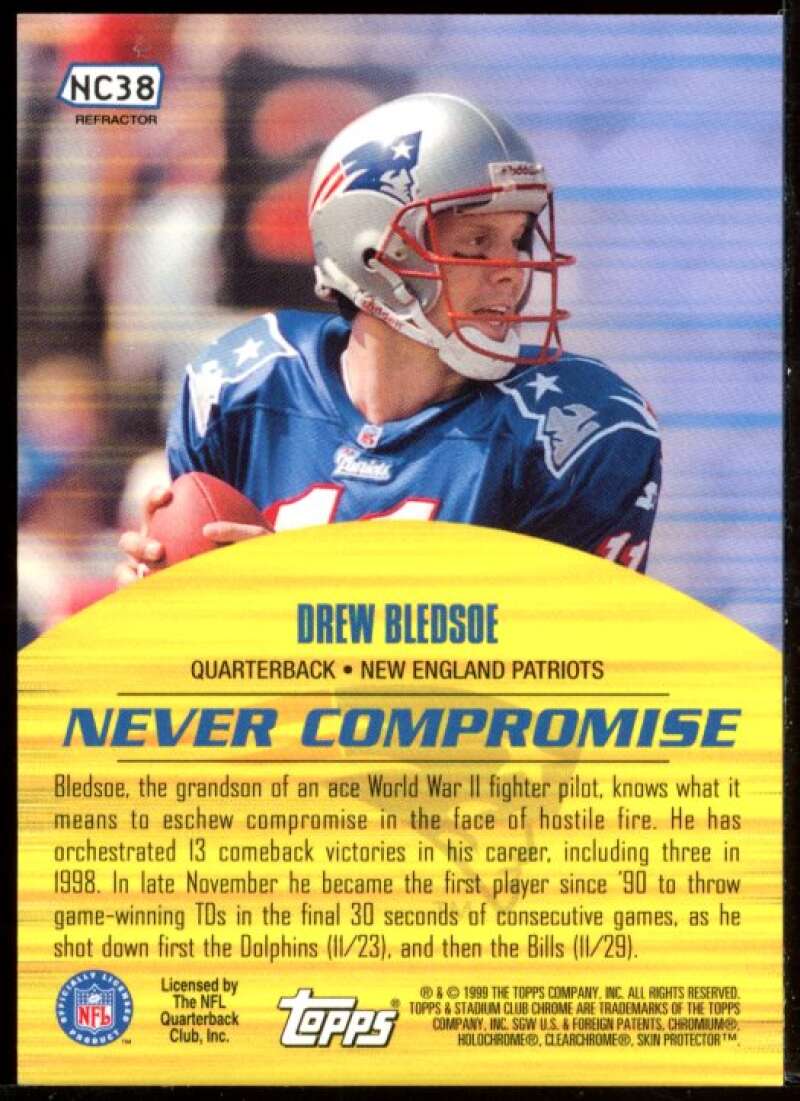 Drew Bledsoe Card 1999 Stadium Club Chrome Never Compromise Refractors #NC38 Image 2