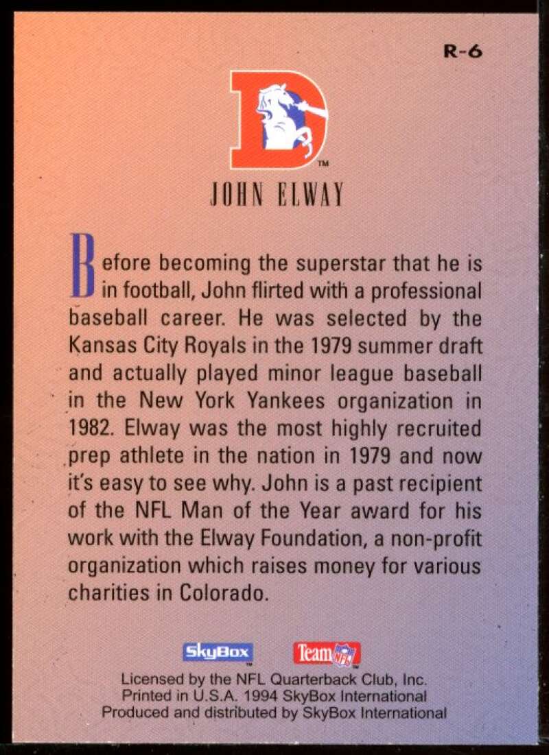 John Elway Card 1994 SkyBox Premium Revolution #R6 Image 2