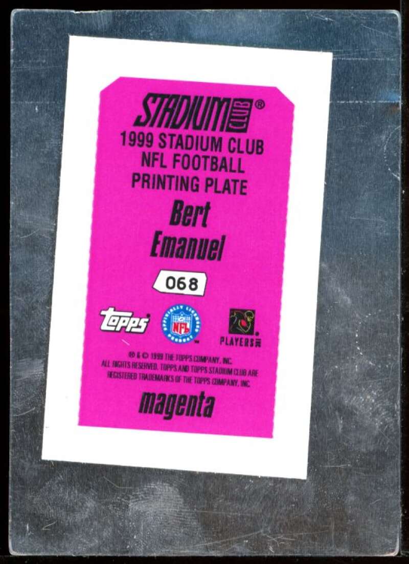 Bert Emanuel Card 1999 Stadium Club Printing Plates Magenta #68 Image 2