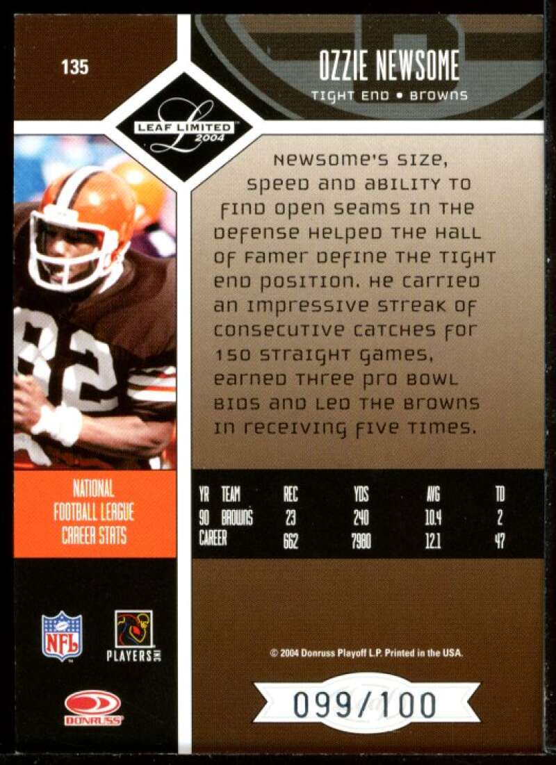 Ozzie Newsome Card 2004 Leaf Limited Bronze Spotlight #135 Image 2