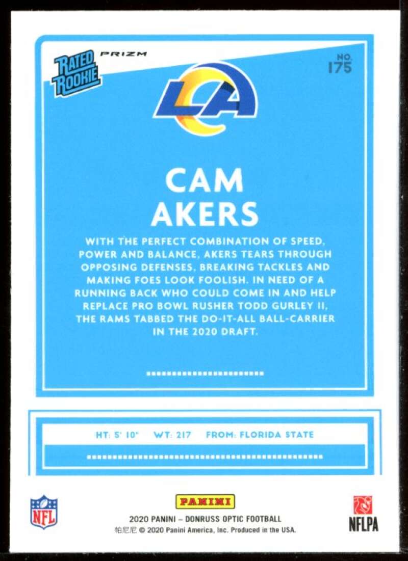 Cam Akers RR Rookie Card 2020 Donruss Optic Holo #175 Image 2