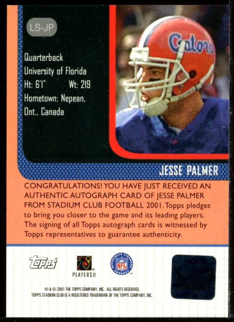 Jesse Palmer Rookie Card 2001 Stadium Club Lone Star Signatures #LSJP Image 2