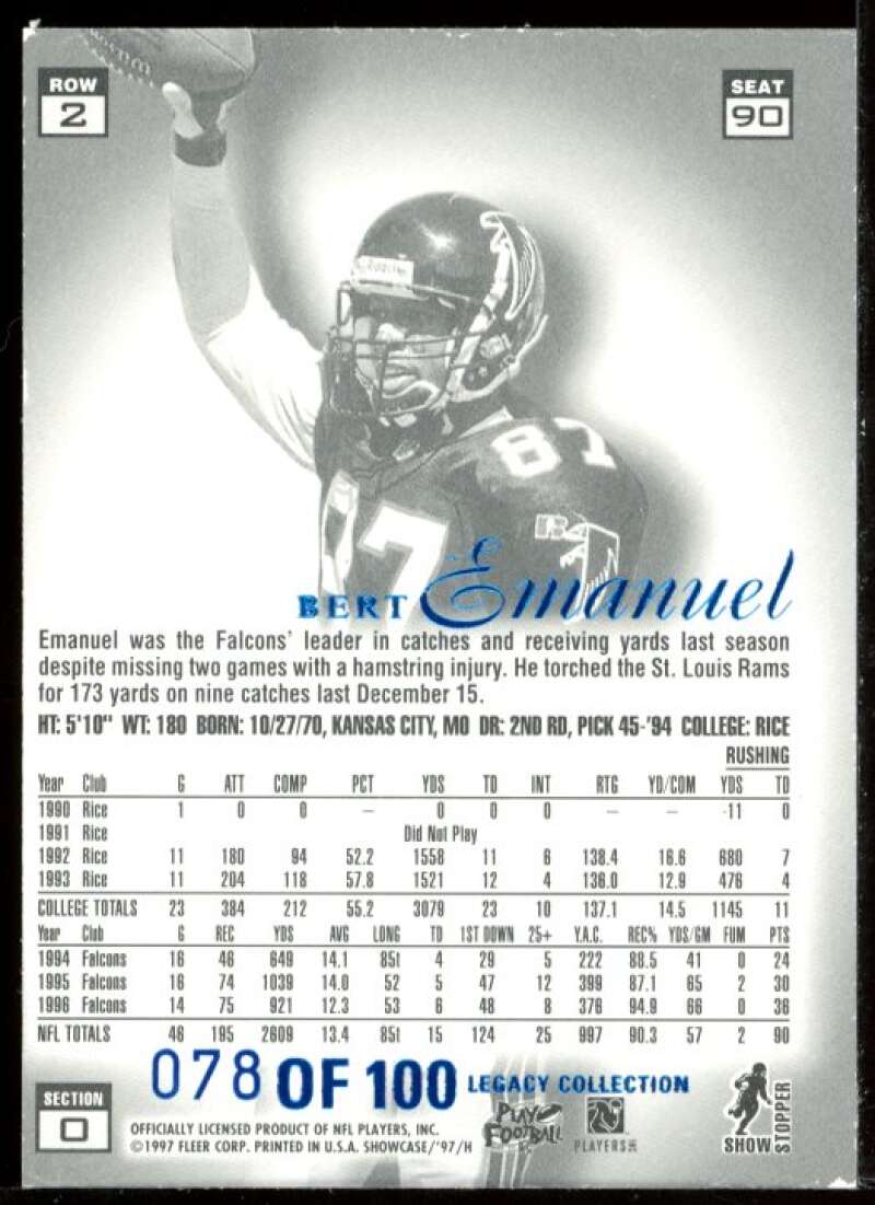 Bert Emanuel Card 1997 Flair Showcase Legacy Collection #A90 Image 2