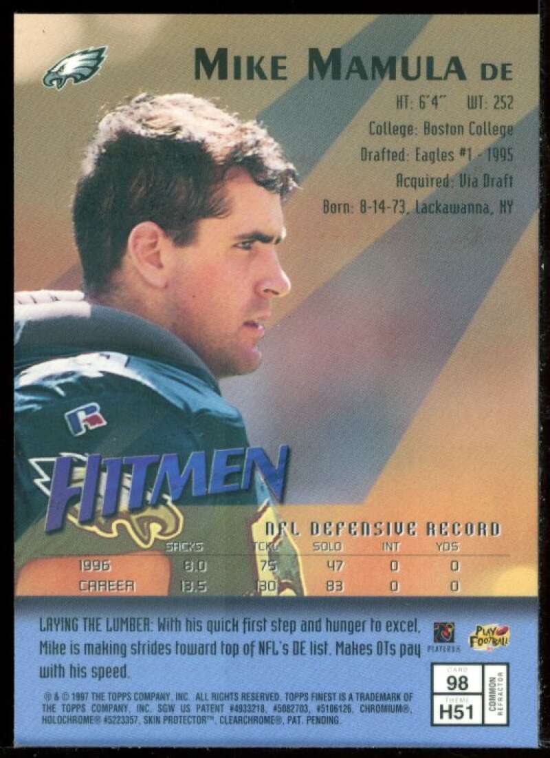 Mike Mamula B Card 1997 Finest Refractors #98 Image 2