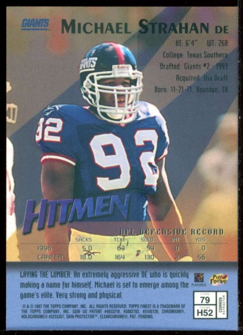 Michael Strahan B Card 1997 Finest Refractors #79 Image 2