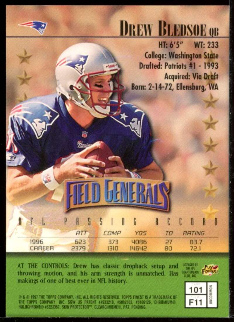 Drew Bledsoe S Card 1997 Finest Embossed #101 Image 2