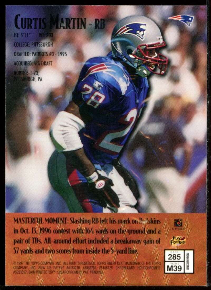 Curtis Martin S Card 1997 Finest Embossed #285 Image 2