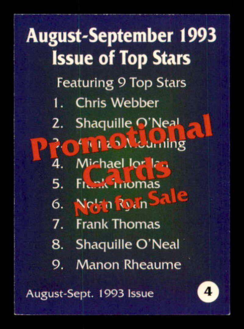 Michael Jordan Card 1993 Hot Stars Promotional Sample August-September #4 Image 2