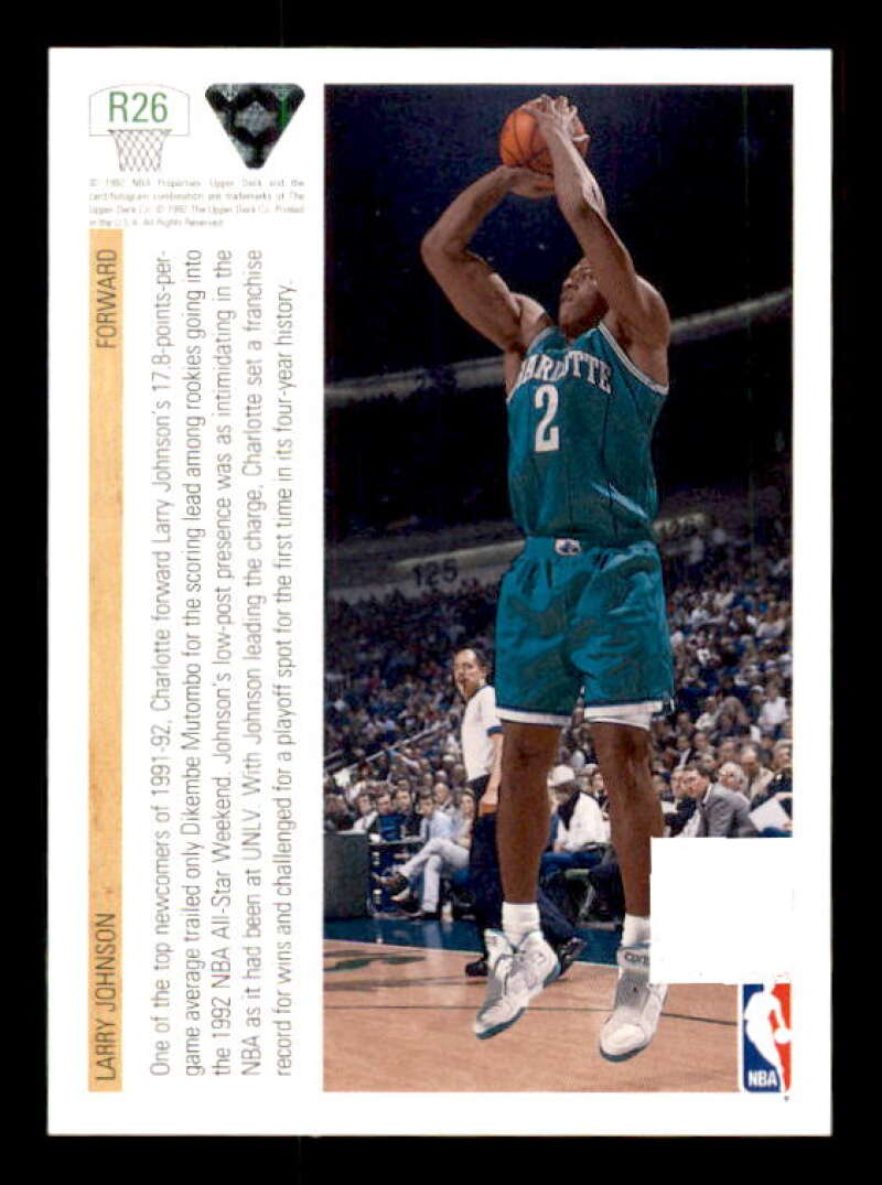 Larry Johnson Card 1991-92 Upper Deck Rookie Standouts #R26 Image 2