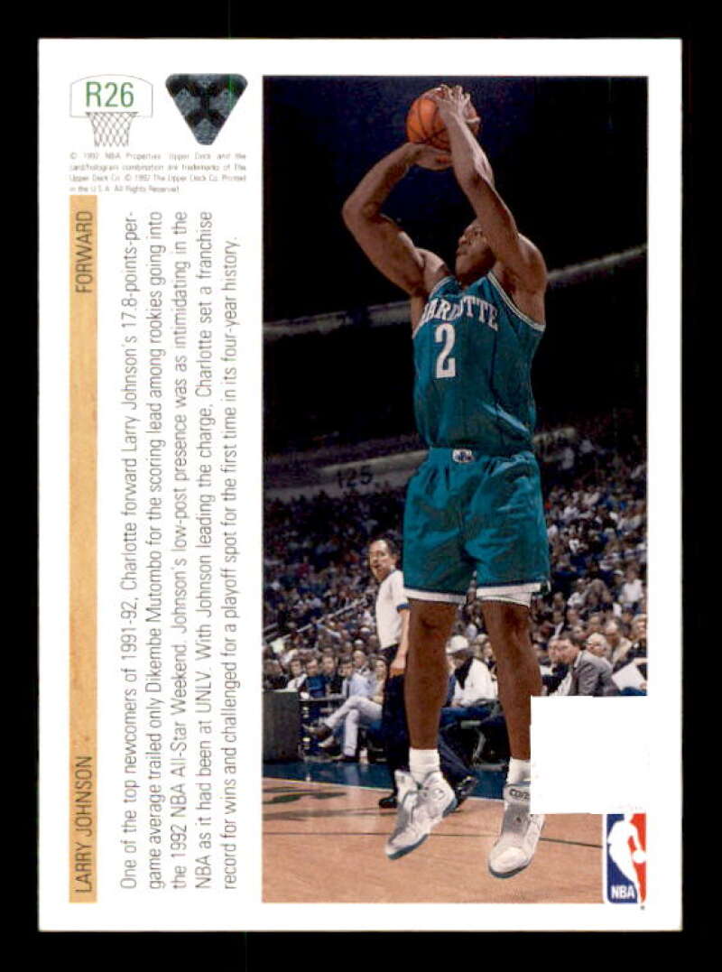 Larry Johnson Card 1991-92 Upper Deck Rookie Standouts #R26 Image 2