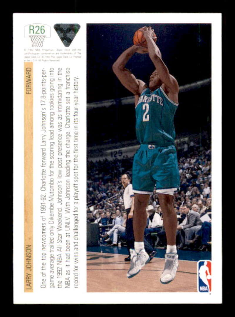 Larry Johnson Card 1991-92 Upper Deck Rookie Standouts #R26 Image 2