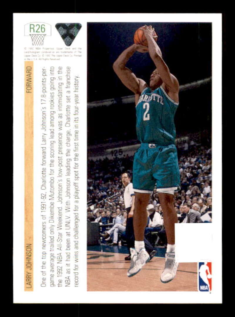 Larry Johnson Card 1991-92 Upper Deck Rookie Standouts #R26 Image 2