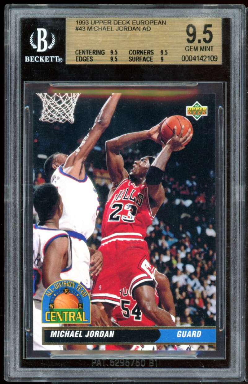 Michael Jordan AD 1993 Upper Deck European #43 (pop 9) BGS 9.5 (9.5 9.5 9.5 9) Image 1