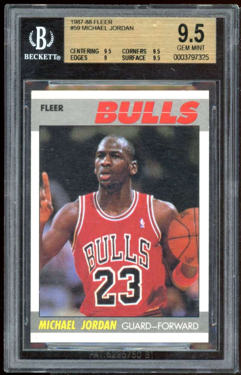 Michael Jordan Card 1987-88 Fleer #59 BGS 9.5 (9.5 9.5 9 9.5) Image 1